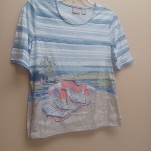 Chico's Beach scene tee size 0 small